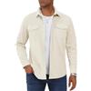 TACVASEN Corduroy Camicia da uomo a maniche lunghe, giacca primaverile fit Button Up con tasca a portafoglio, beige., L
