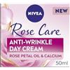 Beiersdorf NIVEA Rose Care - Crema da giorno antirughe (50 ml), crema viso antirughe con proprietà nutrienti e antiossidanti, a base di olio di petali di rosa e calcio