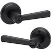 Kwikset Trafford Maniglia per porta d'ingresso con serratura e chiave, serratura di sicurezza reversibile con leva esterna, per ingresso anteriore e camera da letto, nero opaco, resistente al pick-up,