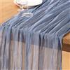 DeZerlor Runner da tavola in garza blu polveroso con garza pasquale primaverile, stile bohémien, 305 cm, decorazione da tavolo per matrimoni, feste di nascita, baby shower