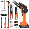 Eirolace Motosega a batteria 2 in 1 per Makita 18 V, con 2 batterie da 1,5 Ah, caricabatterie, catena da 6 + 8 pollici, asta telescopica da 2,3 m, sega elettrica per rami di alberi e lavori in legno