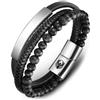 SHIEAGLELD Bracciale da uomo in pelle Braccialetti da uomo con fibbia magnetica in acciaio inossidabile e scatola per gioielli, bracciale esclusivo per idea regalo da uomos