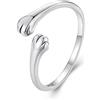 Qings Anelli Donna Anello Gatto, Argento Sterling 925 Anello Regolabile Aperto Gatti Semplice Anelli Animale, Carino Gioielli Regalo di Compleanno per Ragazza e gli Amanti dei Animali