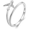 IMINI Anello a strati in argento Sterling 925 per donne e ragazze con aereo impilabile CZ promessa di fidanzamento anelli comodi da indossare carino viaggio mondo souvenir BFF gioielli regalo, Argento