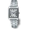 Casio LTP-V007D-7B - Orologio da donna rettangolare in acciaio inossidabile con quadrante bianco romano