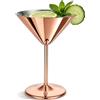 Gurlideo Bicchieri da Martini in acciaio inox con stelo in metallo, per margarita, Manhattan, champagne, bar, feste (bicchiere da Martini in acciaio inox oro rosa)