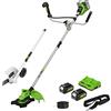 Greenworks 48V (2x24V) Decespugliatore a Batteria Brushless, Imbracatura, Ampiezza di Taglio 38cm, Filo Nylon2mm, 2x Batterie 4Ah e Caricabatterie, GD24X2BCB + Greenworks Original Tagliabordi, Lama De