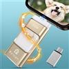 Ryican Chiavetta USB per Phone Ryican 512GB USB 3.0 Pendrive Dati Protetti da Password Photostick 4 in 1 Pennetta Memoria USB con Type C-Phone/OTG Android/PC/Laptop Backup Rapido con un Solo Clic(Oro)