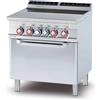 LOTUS Cucina professionale vetroceramica 4 zone di cottura e forno elettrico porta vetro - cm 80 x 70,5 x 90 h