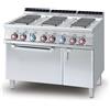 LOTUS Cucina professionale elettrica con 6 piastre quadrate - Potenza kW 2.6 (x6) - Forno elettrico porta vetro - cm 120 x 70,5 x 90 h