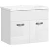 Mobile Bagno Sospeso Con Lavabo, Armadietto A 2 Ante Con Cerniere Ammortizzate, 61x40x50cm, Bianco Lucido