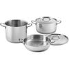 H&H, Batteria di Pentole, 5 Pezzi Genesis in Acciaio Inox 18/10, Triplo Fondo per Tutti i Piani Cottura, Inclusa Induzione, con Coperchi