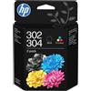 HP Confezione da 2 cartucce di inchiostro tricromia/nero HP 302/304
