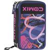 COMIX WBS - Astuccio Scuola, Astuccio 3 Scomparti per Bambini, con Set Cancelleria Incluso, Cover Rigida con Maxi Logo in Rilievo e Tirazip in Metallo, 20 x 13h x 7 cm, Sprayheart