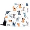 POIUYTREW Custodia per iPad (A16) 11a generazione 11 pollici 2025 / iPad 10a generazione 10,9 pollici 2022, custodia a libro in pelle PU con supporto e spegnimento automatico, simpatico cane cartone