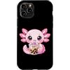 Kawaii Boba Tea Japan Otaku Bubble Milk Custodia per iPhone 11 Pro Axolotl Bere Boba Tea Kawaii Tapioca Bubble Milk Tea