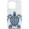 Ocean Aesthetic Decor Custodia per iPhone 13 Pro Tartaruga Tribale Motivi Polinesiani Blu Ornamentale