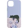 Animal Print Cute And Fun Custodia per iPhone 14 Plus Rose floreali blu pastello Lazy Cat Sleepy