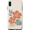 Hibiscus Watercolor Flower Aesthetic Custodia per iPhone XS Max Ibisco Fiori Tropicali Botanico Monstera Floreale