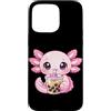 Kawaii Boba Tea Japan Otaku Bubble Milk Custodia per iPhone 15 Pro Max Axolotl Bere Boba Tea Kawaii Tapioca Bubble Milk Tea