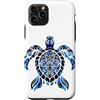 Ocean Aesthetic Decor Custodia per iPhone 11 Pro Tartaruga Tribale Motivi Polinesiani Blu Ornamentale