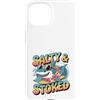 Shark Gifts For Surfers Custodia per iPhone 15 Salato E Stoked Estate Surfing Citazione Carino Shark Surfer