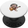 Funny Fathers Day Birthday Designs Divertente uomo delle caverne che suona scherzi sull'età della chitarra per uomini padri papà PopSockets PopGrip Adesivo