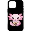 Kawaii Boba Tea Japan Otaku Bubble Milk Custodia per iPhone 16 Pro Max Axolotl Bere Boba Tea Kawaii Tapioca Bubble Milk Tea