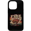 Christian Revival Faith Fire Cross Custodia per iPhone 13 Pro Retro Mountain Cross Il fuoco brucia ancora
