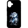 UFO Moon Society Custodia per iPhone 16 Plus Alien UFO Greys Full Moon Storm Space Design monocromatico