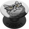 Cute Cat Felines Cat Eyes Green kitty Sunglasses White Cute Cat Sunglasses PopSockets PopGrip Adesivo