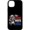 Red White & Feral 4th of July Raccoon by Custodia per iPhone 14 Plus Rosso Bianco E Feral Divertente Procione Patriottico