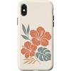 Hibiscus Watercolor Flower Aesthetic Custodia per iPhone X/XS Ibisco Fiori Tropicali Botanico Monstera Floreale