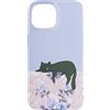 Animal Print Cute And Fun Custodia per iPhone 15 Rose floreali blu pastello Lazy Cat Sleepy