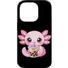 Kawaii Boba Tea Japan Otaku Bubble Milk Custodia per iPhone 14 Pro Axolotl Bere Boba Tea Kawaii Tapioca Bubble Milk Tea