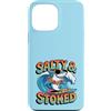 Shark Gifts For Surfers Custodia per iPhone 13 Pro Max Salato E Stoked Estate Surfing Citazione Carino Shark Surfer