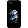 UFO Moon Society Custodia per iPhone SE (2020) / 7/8 Alien UFO Greys Full Moon Storm Space Design monocromatico