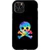 Skull and Crossbones Pirate Men Women Ki Custodia per iPhone 11 Pro Divertente teschio e ossa incrociate Silhouette Pirate Rainbow Tie Dye