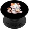 Kawaii Boba Tea Japan Otaku Bubble Milk Kawaii Gatto Bere Bolla Boba Latte Tea Amante Giappone Otaku PopSockets PopGrip Adesivo