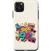 Funny Nineties 90s Costume Party Back to Custodia per iPhone 11 Pro Max Back to 90s Nostalgia Roller Skate Boombox Cassette anni Novanta