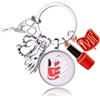 Guqqeuc Regalo per tecnico delle unghie per donne Nail Tech portachiavi regalo per nail artist stilista compleanno apprezzamento regali per manicure, Rosso, S