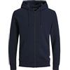 JACK & JONES Felpa da Uomo, con Cappuccio e Cerniera, in Stile Basic, Blazer Blu Marine, XS