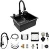 LENJKYYO Lavandino da Esterno 75x40x75 cm, Lavello Cucina con Rubinetto Girevole 360° e Piano di Lavoro, Lavabo da Giardino con Ripiano Inferiore, Mobile Lavello Cucina per Campeggio e Lavanderia
