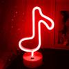 JEMESI - Lampade al neon LED a forma di nota musicale, lampada al neon rossa con base di supporto, USB o batteria, per feste, matrimoni, compleanni, festival, decorazioni