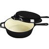 ECHTWERK set casseruola e padella per grigliare 2 in 1, arrosto in ghisa con coperchio, pentola in ghisa con rivestimento smaltato, adatto per forno e barbecue, nero, 2,5 L, Ø 25,2 cm