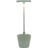 Zafferano Lampada Poldina Reverso, Lampada da Tavolo Ricaricabile e Senza Fili con Controllo Touch, Adatta per Salotto ed Esterni, Dimmer, 2200-3000 K, Altezza 35 cm, Colore Salvia