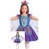 FIESTAS GUIRCA Costume per bambina meraviglioso pavone - Vestito pavone blu e viola con ali - Costumi per bambini bambina
