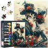 TISHIRON Romantico puzzle a forma di teschio, 1000 pezzi, per adulti, rose e farfalle, 50 x 70 cm, arte gotica ricca di dettagli, per collezionisti e appassionati di puzzle