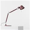 Artemide Tolomeo micro rosso rubino tavolo completa di base