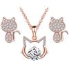 Yumilok Collana di gatto carino, orecchini di gatto, gioielli diamantati in argento 925 per donne e ragazze, set di gioielli, regalo di Natale compleanno, zirconia cubica argento sterling pietra preziosa,